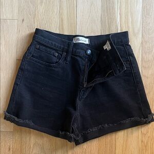 Madewell High Rise Black Cutoff Denim Shorts with Frayed Hem size 25